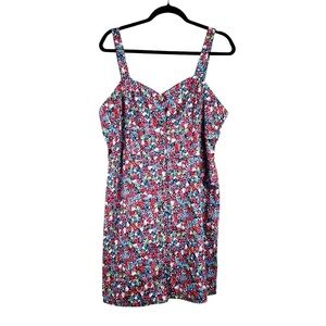 Gianni Bini Blue Red Floral Summer Spring Vacation Sundress Dress Size XL New!